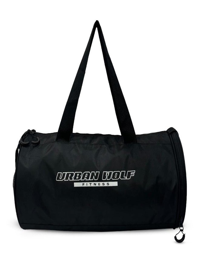 Urban Wolf 26L Gym Duffle Bag | Unisex Black | Separate Shoe Compartment | Quick Access Pocket | Durable Polyester | Multi-Functional Sports & Travel Bag | Dimensions 49x23x23 cm - Image 1
